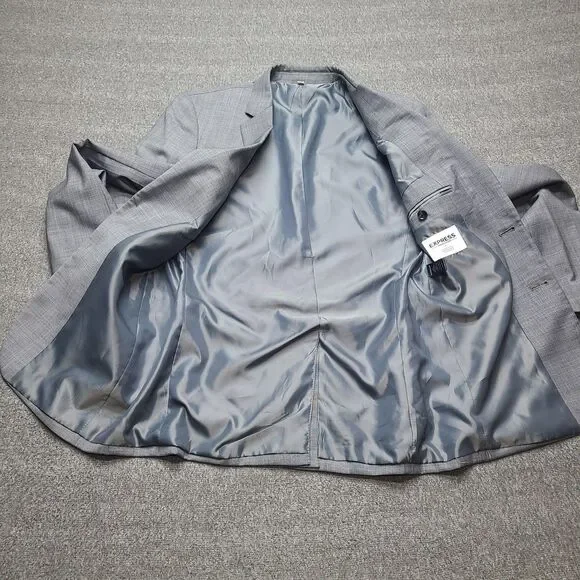 Express Innovator Blazer Mens 36 Regular Gray Extra Slim‎ Wool Blend Suit Jacket - Picture 4 of 9